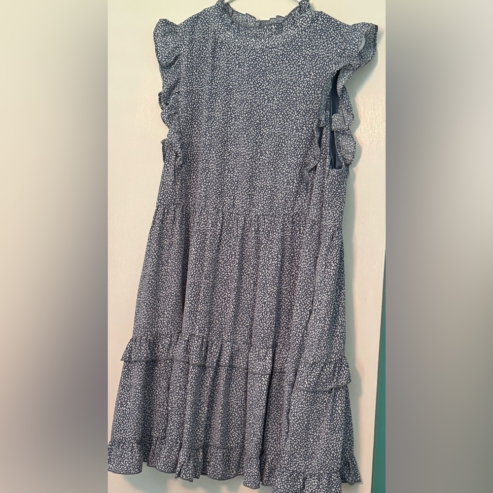 Blue and white animal print dress